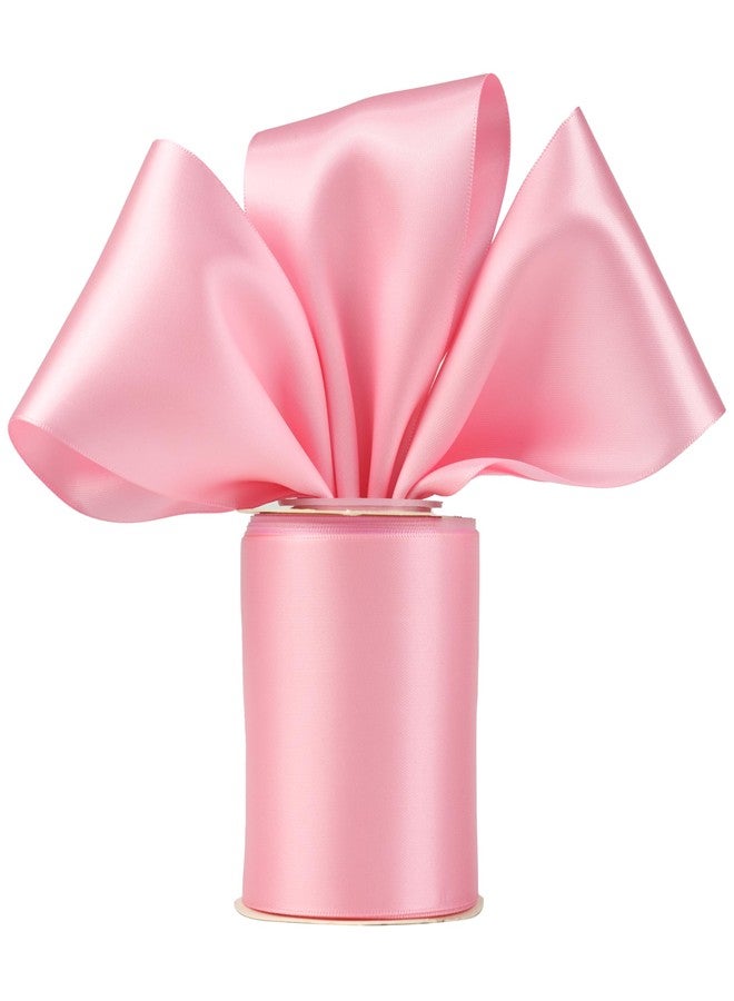 DINDOSAL Pink Christmas Ribbon 3 Inch Double Face Satin Ribbon Thick Pink Silk Ribbon for Baby Shower, Chair Sash, Gift Wrapping, Party Favor, Flower Arrangement, Craft Supplies, Bows - 10Yards - Image 1
